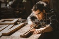 Carpenter man furniture artisan handcrafted making woodwork at wood workshop