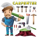 Carpenter man with separated layers