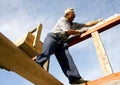 Carpenter measuring the woods Royalty Free Stock Photo