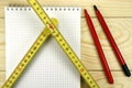 Carpenter meter on a wooden table Royalty Free Stock Photo