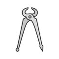 Carpenter`s end cutting pliers color icon