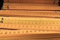 Carpenter`s ruler, many folding wooden rulers for carpenters