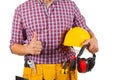 Carpenter`s yellow tool belt Royalty Free Stock Photo