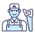 Carpenter with saw icon vector on trendy design Royalty Free Stock Photo