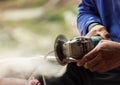 carpenter sawing wood Royalty Free Stock Photo