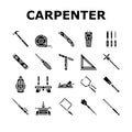 Carpenter Tool And Accessory Icons Set Vector