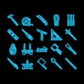 Carpenter Tool And Accessory neon glow icon illustration Royalty Free Stock Photo