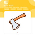 Carpenter tool axe icon with high quality flat style isolated on white background. Illustration axe sign icon for construction Royalty Free Stock Photo