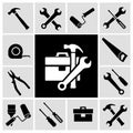 Carpenter tools black icons set Royalty Free Stock Photo