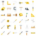 Carpenter tools icons set flat vector isolated Royalty Free Stock Photo