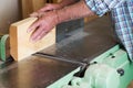 Carpenter tools on wooden table with sawdust. Circular Saw.