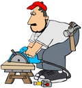 Carpenter using a circular saw Royalty Free Stock Photo