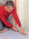 Carpenter using utility knife Royalty Free Stock Photo