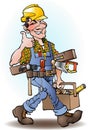 Carpenter vector cartoon Royalty Free Stock Photo