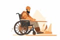 A carpenter in a wheelchair vector flat isolated vector style illustration