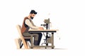 A carpenter in a wheelchair vector flat isolated vector style illustration