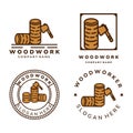 carpenter and woodwork vintage color emblem logo icon vector illustration template design Royalty Free Stock Photo