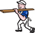 Carpenter Worker Carrying Timber Cartoon Royalty Free Stock Photo