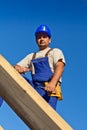 Carpenter worker on top of roof