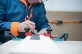 Carpenter working in a carpentry shop.Small business concept