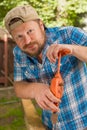 Carpenter working by hand drill Royalty Free Stock Photo