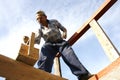 Carpenter working with nails and a wooden box Royalty Free Stock Photo