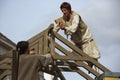 Carpenter working on the roof of Our Lady of Hanswijk basilica