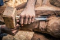 Carpenter working wood Royalty Free Stock Photo