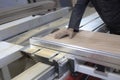 Carpenter works with work machine