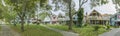 Carpenters Cottages called gingerbread houses on Lake Avenue, Oak Bluffs on Martha`s Vineyard, Massachusetts, USA