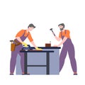 Carpenters male team workers in uniform Royalty Free Stock Photo