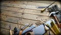 Carpenters Tools on Wooden Work Bench