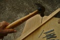 Carpentier job with hammer Royalty Free Stock Photo