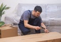 Carpentry business man creating custom furniture from quality wood materials