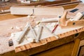 At the carpentry, carpenter table Royalty Free Stock Photo