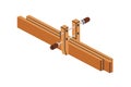 Carpentry cauls, woodwork clamps for connecting wood planks, timber joining. Carpenters tool, joinery equipment for