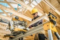 Carpentry Contractor Working on Circular Saw Royalty Free Stock Photo