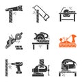 Carpentry glyph icons set