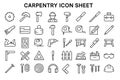 Carpentry Icon Set Vector Collection for Woodworking and Hand Tools Craftsmanship Design Royalty Free Stock Photo