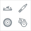 Carpentry line icons. linear set. quality vector line set such as electric saw, saw, marker