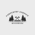 carpentry logo vintage vector illustration template icon graphic design