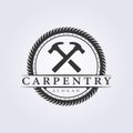carpentry logo , woodworker hammer symbol vector illustration design
