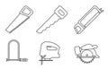 Carpentry tool icon collection. Various saws. Carpentry tools thin line Royalty Free Stock Photo