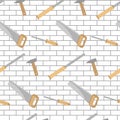 Carpentry tools pattern design brick wall