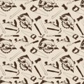 Carpentry tools seamless pattern design