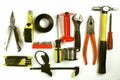 Carpentry tools on white background