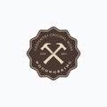 Carpentry vintage hammer badge design. Simple carpentry emblem logo design