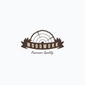 Carpentry vintage wood, pine with ribbon vector illustration logo design. Simple carpentry emblem logo concept