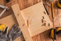 Carpentry woodwork workbench top view