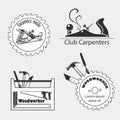 Carpentry works icons flat set with tools Royalty Free Stock Photo